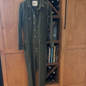 ONLY Olive Utility Button-Front Jumpsuit